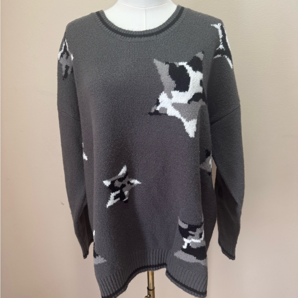Torrid Gray and Black Stars Crewneck Sweater